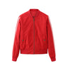 New Womens Striped Quilted Bomber Jacket