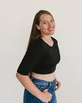 Crew Neck Elbow Sleeve Halftee