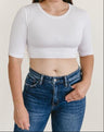 Crew Neck Elbow Sleeve Halftee